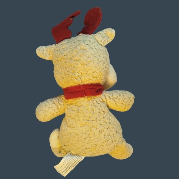 Christmas Moose Reindeer Plush Toy Red Felt Scarf Antlers fleece Lovey - Picture 5 of 6